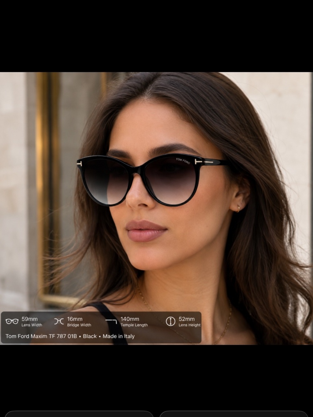 New TOM FORD Maxim TF 787 01B Black Sunglasses 59-16-140mm B52mm Italy